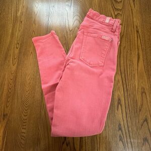7 For All Mankind Coral‎ High Waist Ankle Super Skinny Jeans 28